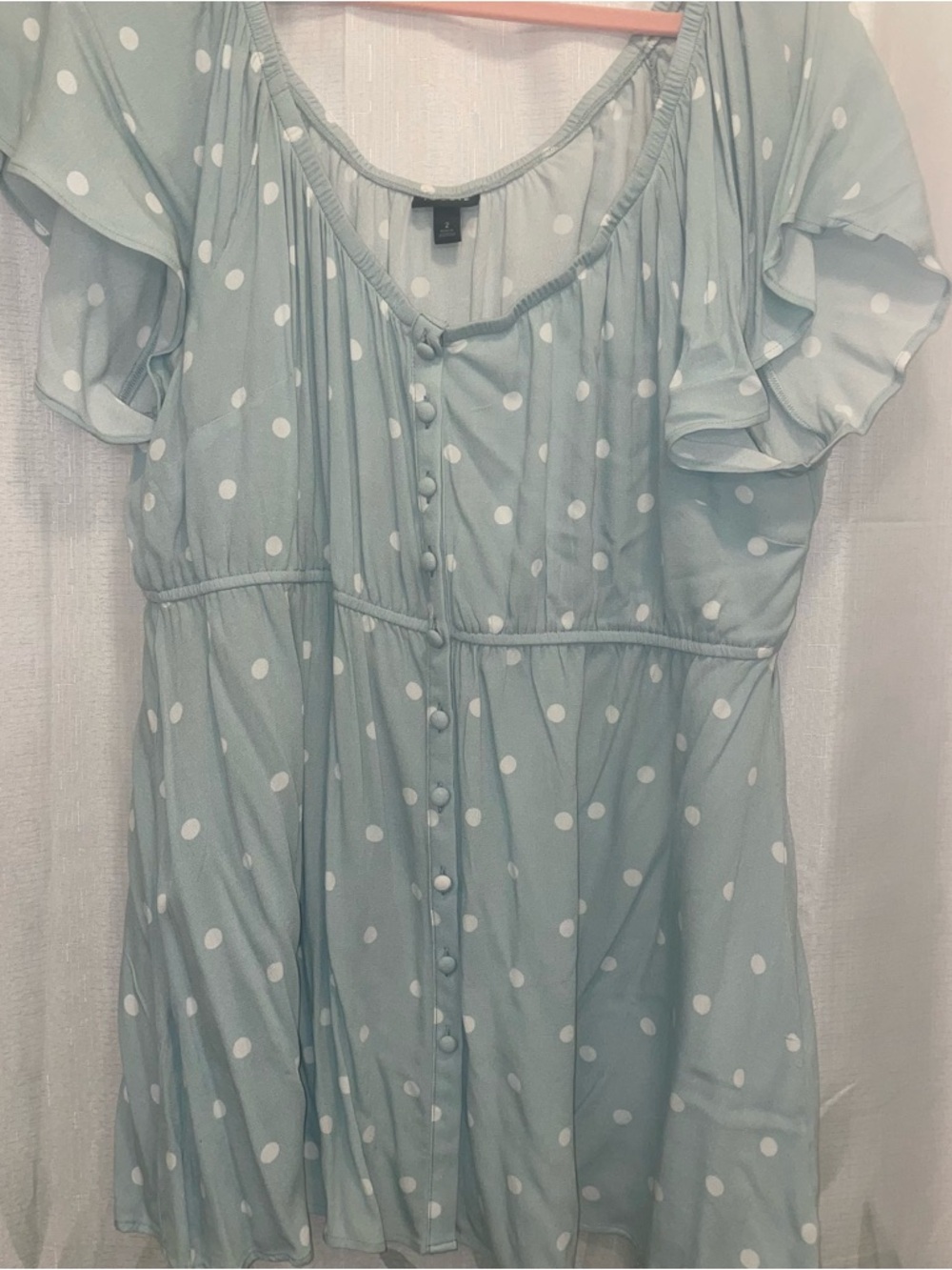 Torrid Sage Green Polka Dot Babydoll Blouse Size 2 (2X)